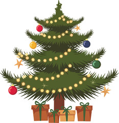 Christmas tree and gifts vector