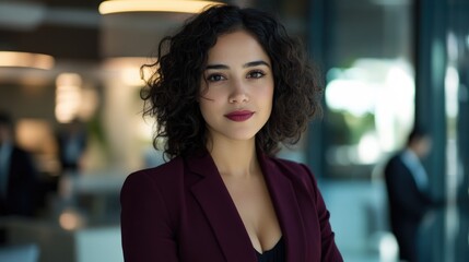 Woman in Maroon Jacket and Black Top