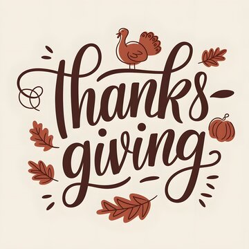 A hand drawn lettering of the text "A hand drawn lettering of the text "Happy Thanksgiving".