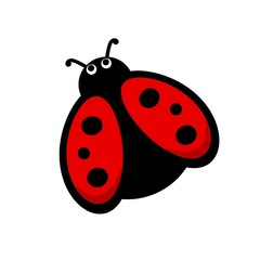 Ladybug or ladybird icon. Cartoon logo ladybug pattern on white background