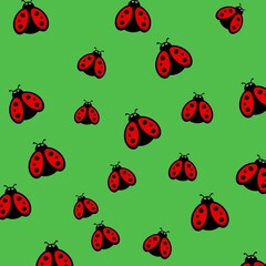 Ladybug seamless pattern background. Cartoon ladybug pattern for background