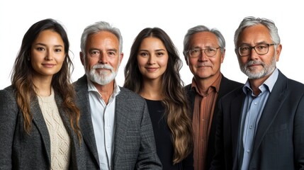 Fototapeta premium Group portrait of seniors, adults, and teenagers, formal and casual styles, isolated, white background