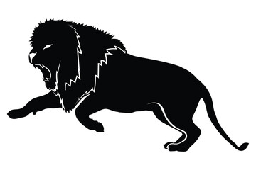 Vector of lions silhouette isolated on white background. Lions silhouette collection.