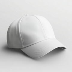Fototapeta premium A minimalist mockup of a white cap positioned elegantly on a smooth surface, highlighting its clean design and simplicity