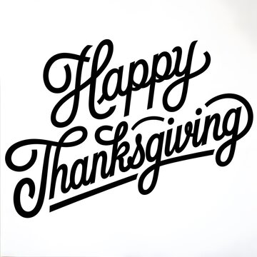 A hand drawn lettering of the text "A hand drawn lettering of the text "Happy Thanksgiving".
