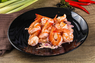 Shrimp cocktail with salad and sauce