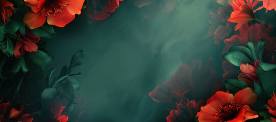 colorful flowers and leaves frame background, plant 3