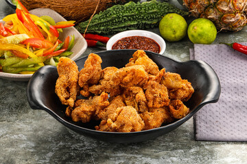Golden crispy Breaded calamari snack