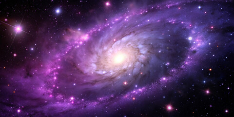 Realistic purple galaxy, shining stars