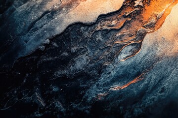 Close-up shot of black and orange fluid