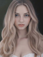 Naklejka premium Portrait of a Beautiful Woman with Long Blonde Hair
