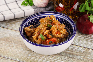 Grilled vegetables salad - Eggplant, tomato and pepper