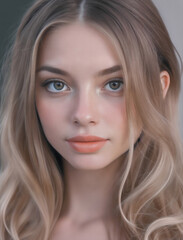 Fototapeta premium Portrait of a Young Woman with Long Blonde Hair