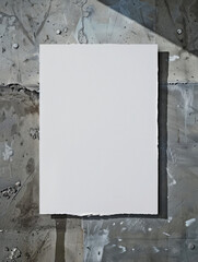design for a rectangular white poster tacked to a wall, the poster is new and clean
