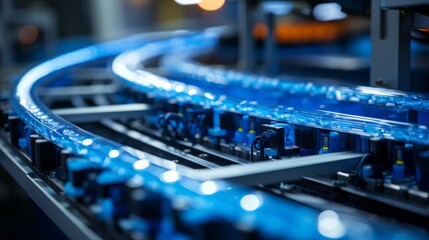 A blue and silver machine with a blue tube running through it