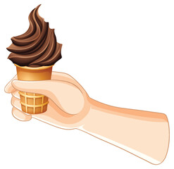 Hand Holding Chocolate Ice Cream Cone