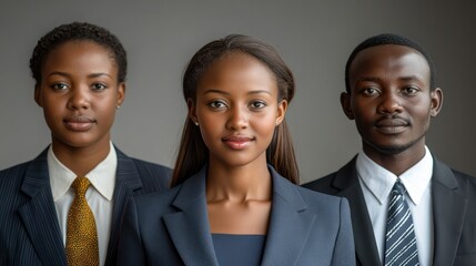 Ugandan business group, teens to seniors, professional dress, isolated, white background