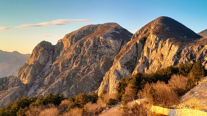 Lovcen mountain peaks on a sunny day.