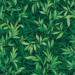 A vibrant, dense arrangement of green leaves creating a lush, natural pattern, evoking a sense of tranquility and connection with nature.