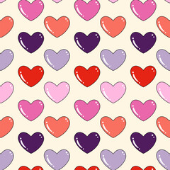 Pattern with hearts on a colored background.Vector seamless pattern with multi-colored hearts on a colored background.