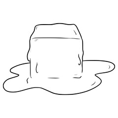 melting ice cube illustration hand drawn outline vector