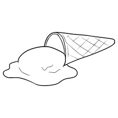 melting ice cream illustration hand drawn outline vector