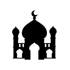 simple silhouette of a mosque with minatets - vector illustration