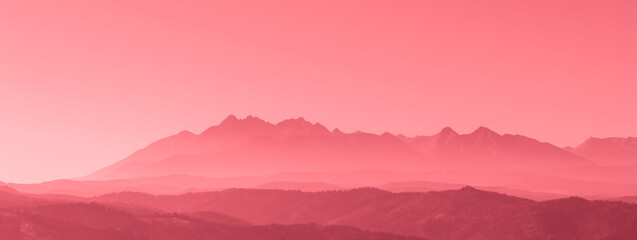 Fantastic red and pink panorama of mountains © Bogdan