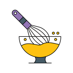whisk color line icon with white background vector stock illustration