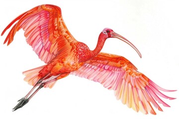Obraz premium Vibrant scarlet ibis illustration