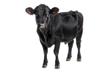 Angus calf stands proudly against a white background for stunning visual impact