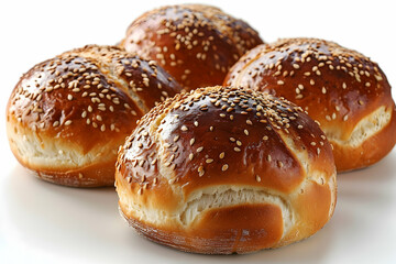 Tasty fresh buns  isolated on white background