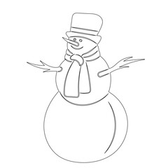 snowman sketch on white background, vector