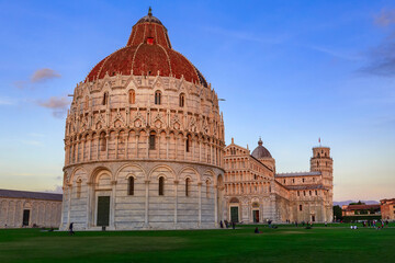 Pisa Baptistery with the Cathedral in Italy