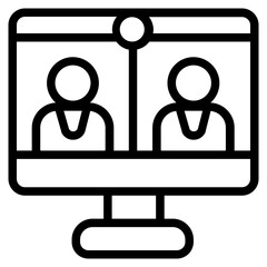 Online meeting Line Icon