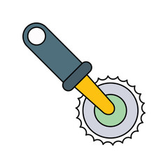 pizza cutter color line icon with white background vector stock illustration