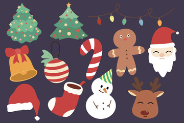 vector set of cute handdrawn christmas
