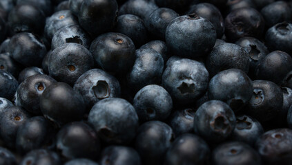 A background image with blueberries in a detailed view and different levels of focus