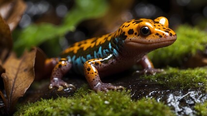 Fototapeta premium Lush Elegance: Discovering the Jollyville Plateau Salamander