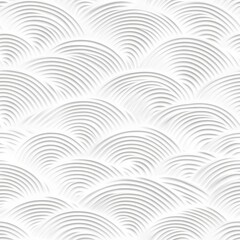 A minimalist wave pattern in white, featuring curved lines creating an elegant, repetitive design reminiscent of traditional Japanese motifs.