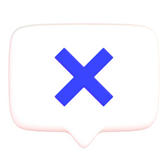 バツマークの吹き出し3Dアイコン(正面)