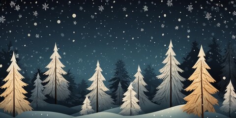 Obraz premium ilustración bosque navidad