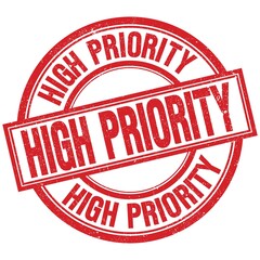HIGH PRIORITY written word on red stamp sign