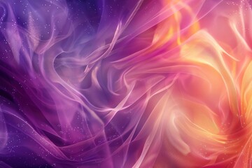 Fototapeta premium Abstract Swirling Purple and Orange Fabric with Glitter