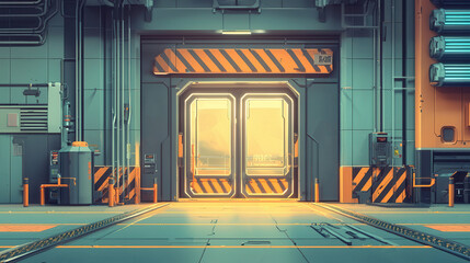futuristic industrial gateway