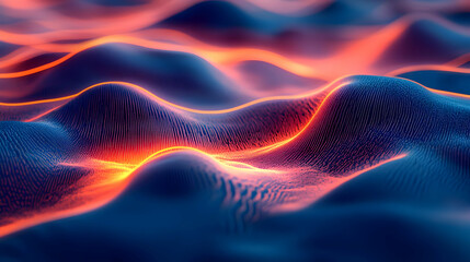 Obraz premium Abstract 3D Background with Orange Glowing Lines