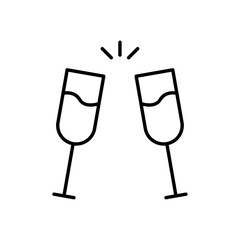 Champagne glasses icon logo sign set vector outline