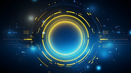 Obraz premium yellow and blue Abstract technology background circles digital hi-tech technology design background. concept innovation. vector illustration