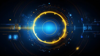 yellow and blue Abstract technology background circles digital hi-tech technology design background. concept innovation. vector illustration