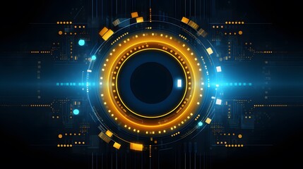 Obraz premium yellow and blue Abstract technology background circles digital hi-tech technology design background. concept innovation. vector illustration